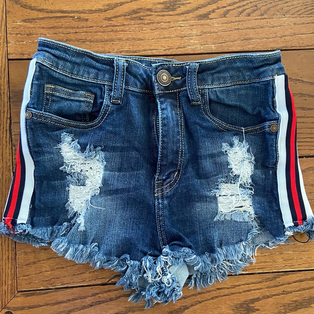 Striped Jean Shorts